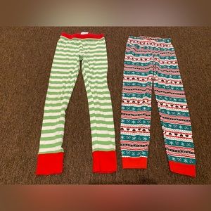 EUC Lot of 2 Christmas Holiday Pajama pants girls Sz 8 bottoms warm soft comfy